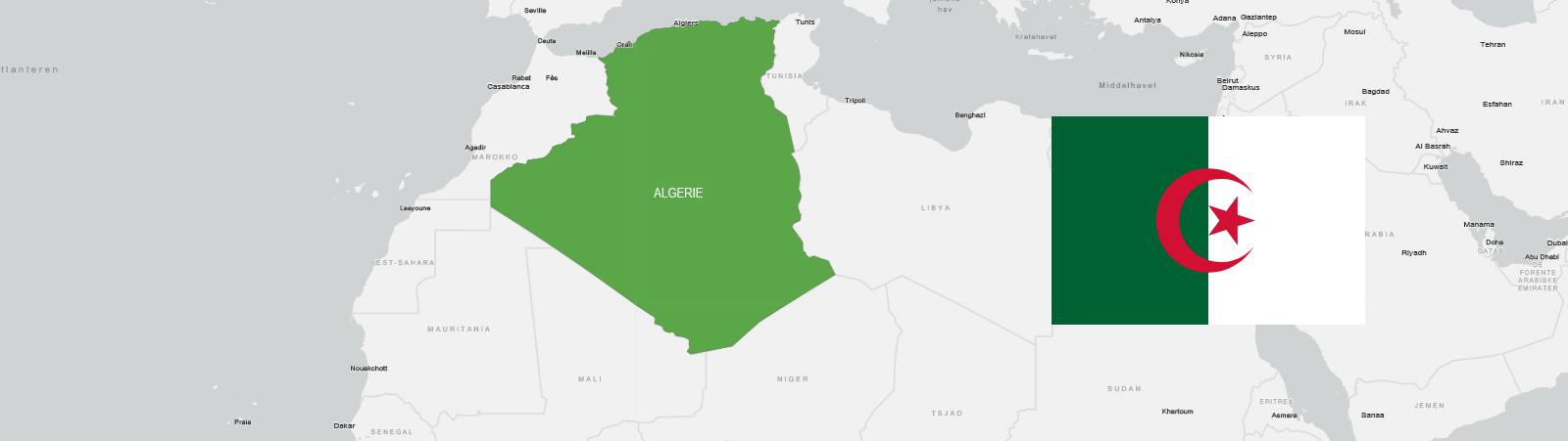 Algerie kart og flagg